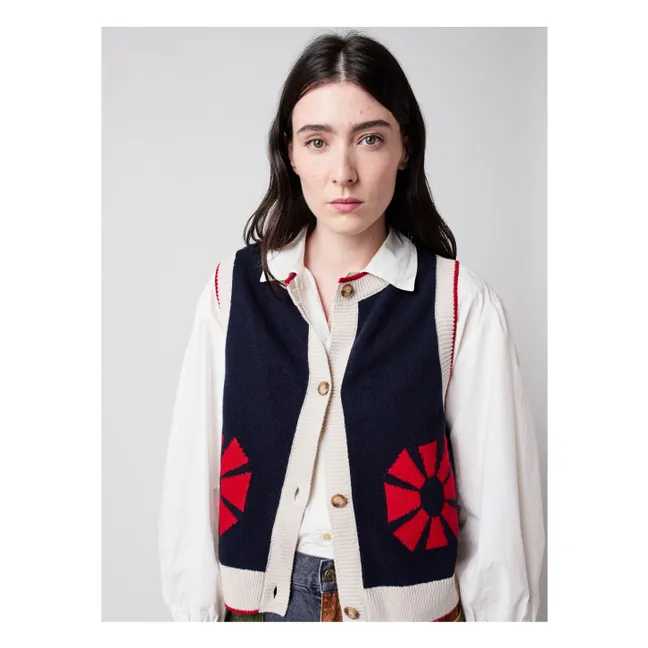 Gilets Sans Manches Flower - Collection Femme | Bleu marine