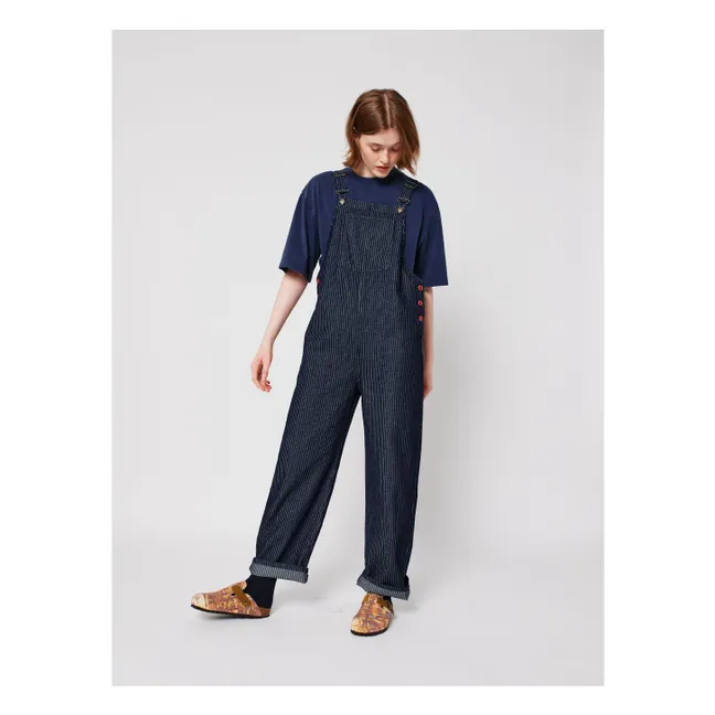 Salopette Rayée Denim Coton Bio - Collection Femme | Bleu marine