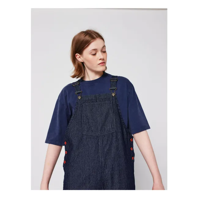 Salopette Rayée Denim Coton Bio - Collection Femme | Bleu marine