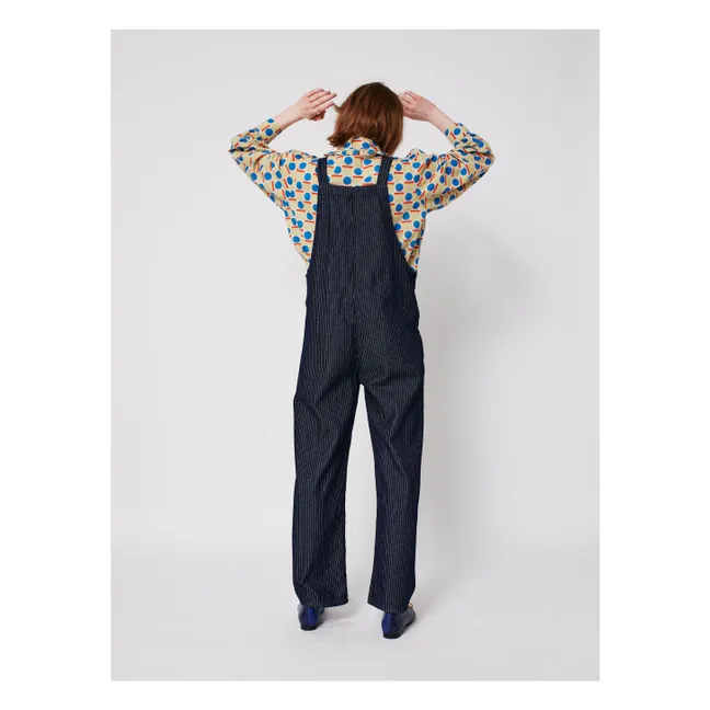 Salopette Rayée Denim Coton Bio - Collection Femme | Bleu marine