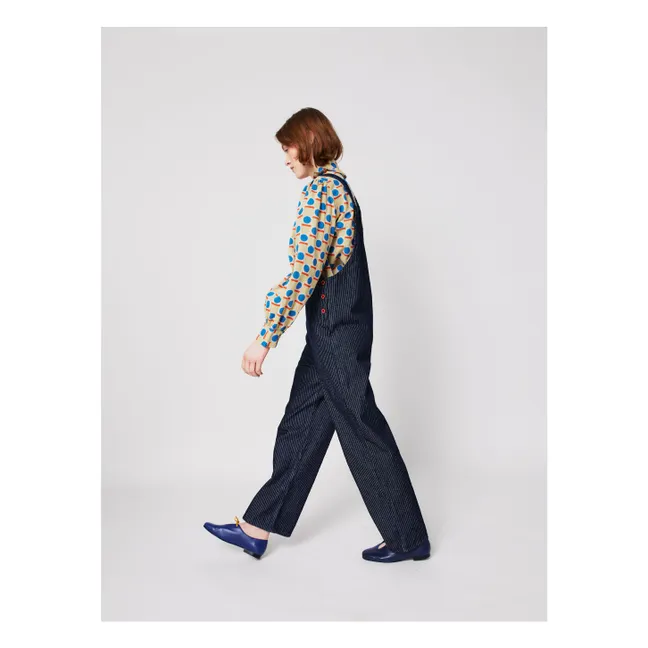 Salopette Rayée Denim Coton Bio - Collection Femme | Bleu marine