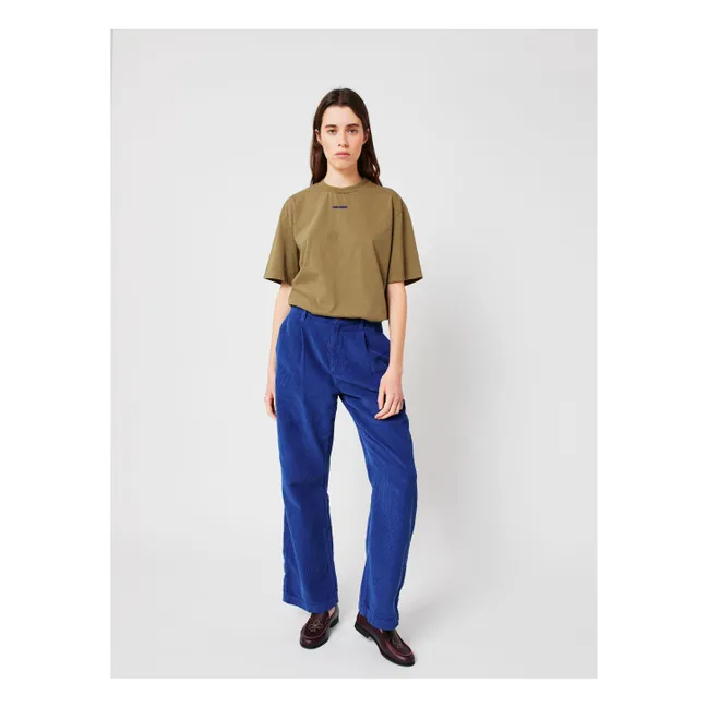 Pantalon Velours Côtelé Coton Bio - Collection Femme | Bleu