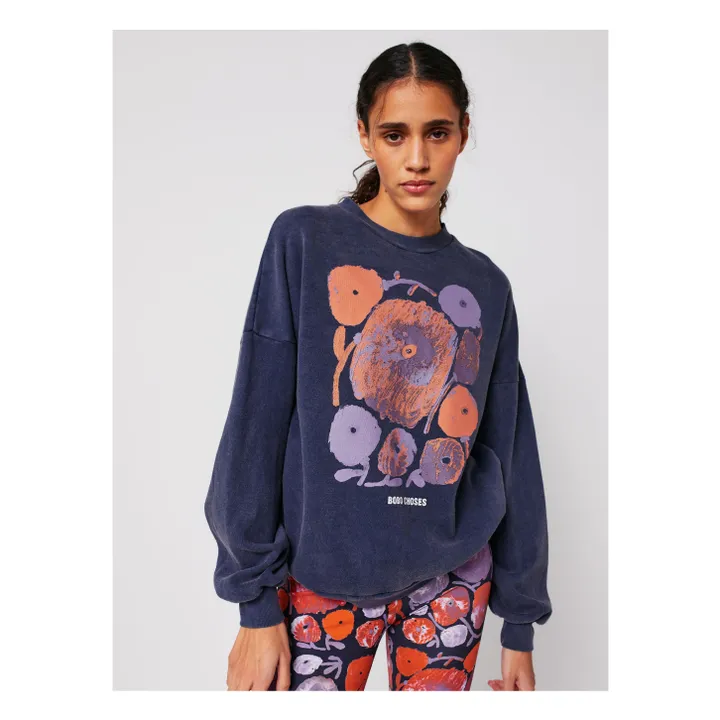 Sweat Dahlia Coton Bio et Recyclé - Collection Femme | Bleu marine- Image produit n°1