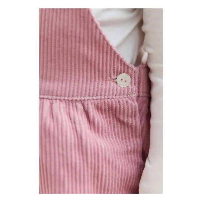 Salopette Velours Côtelé Volants | Rose pâle