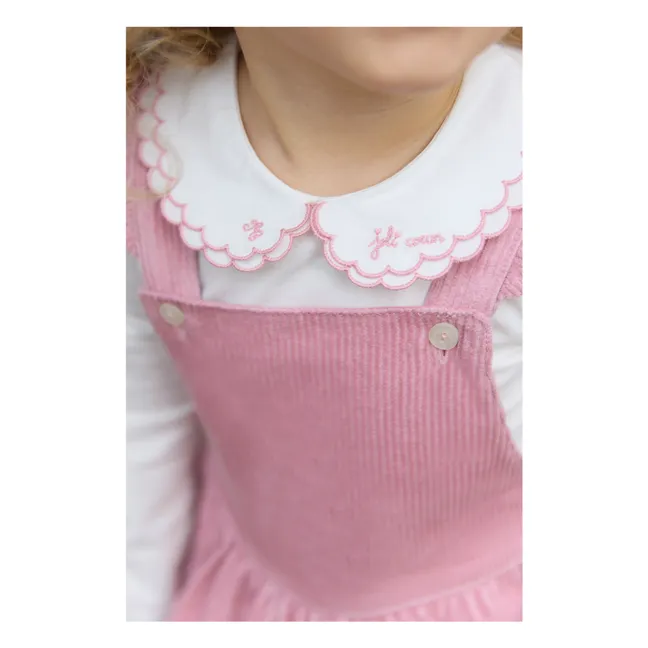 Salopette Velours Côtelé Volants | Rose pâle