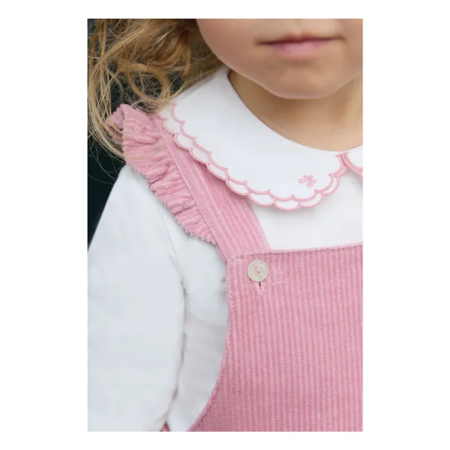 Salopette Velours Côtelé Volants | Rose pâle