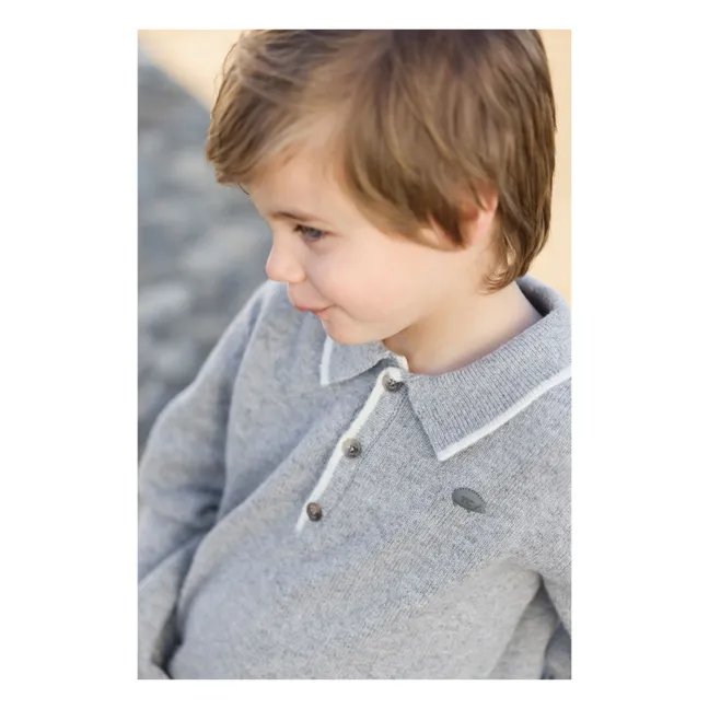 Polo Manches Longues Laine | Gris