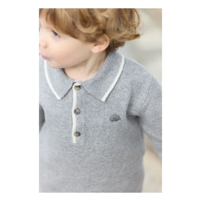 Polo Manches Longues Laine | Gris
