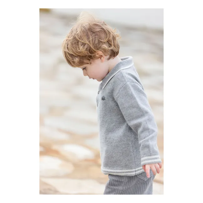 Polo Manches Longues Laine | Gris