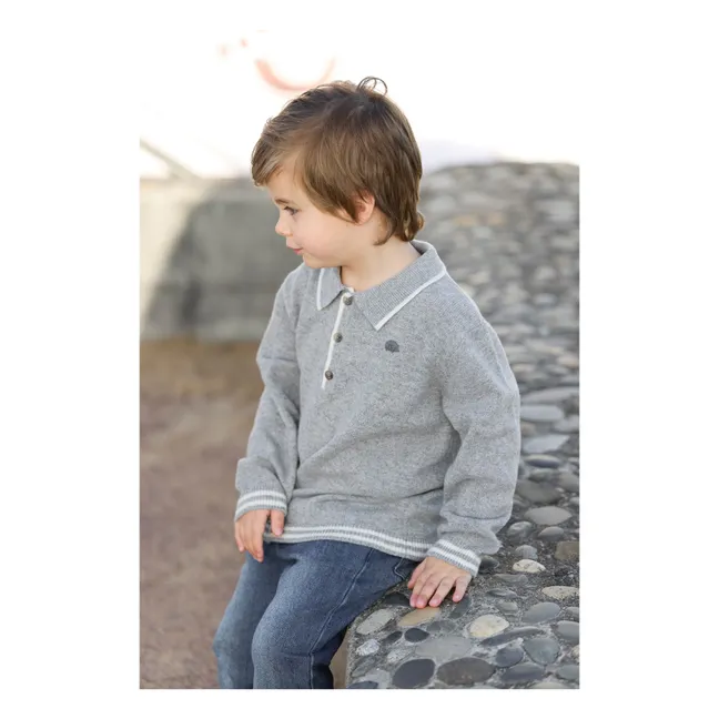 Polo Manches Longues Laine | Gris