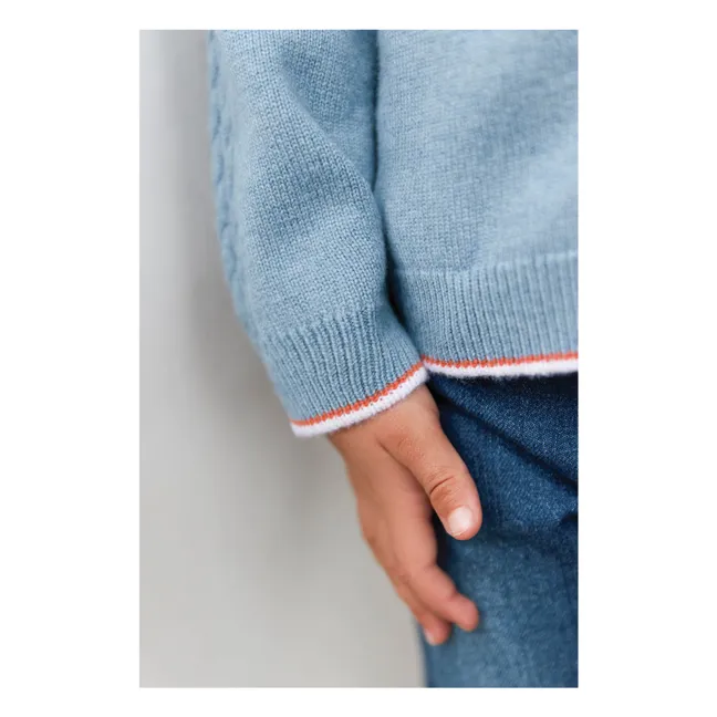 Sweat Torsades Laine | Bleu chiné