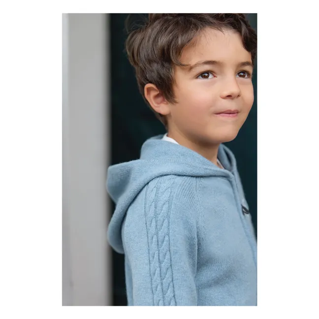 Sweat Torsades Laine | Bleu chiné