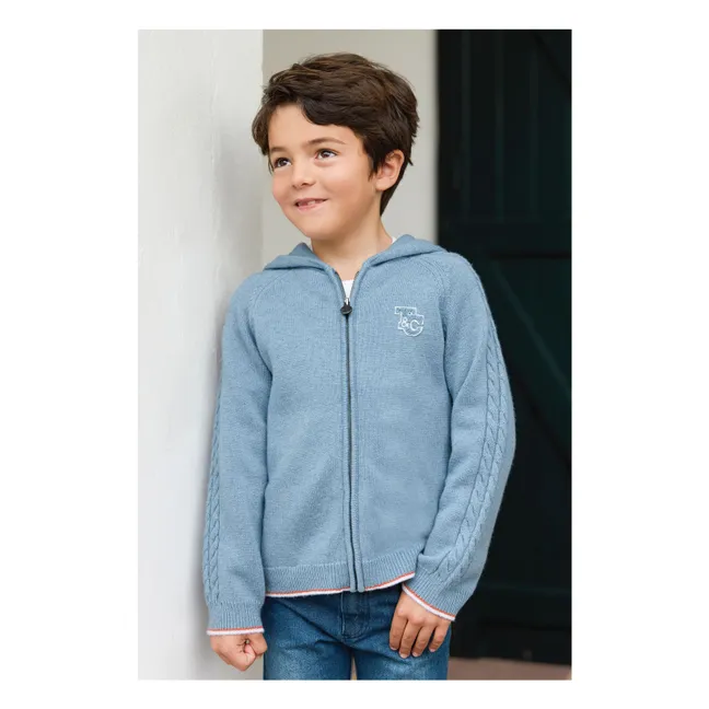 Sweat Torsades Laine | Bleu chiné