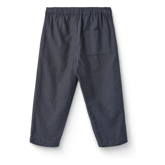 Pantalon Carreaux Coton Bio | Bleu marine