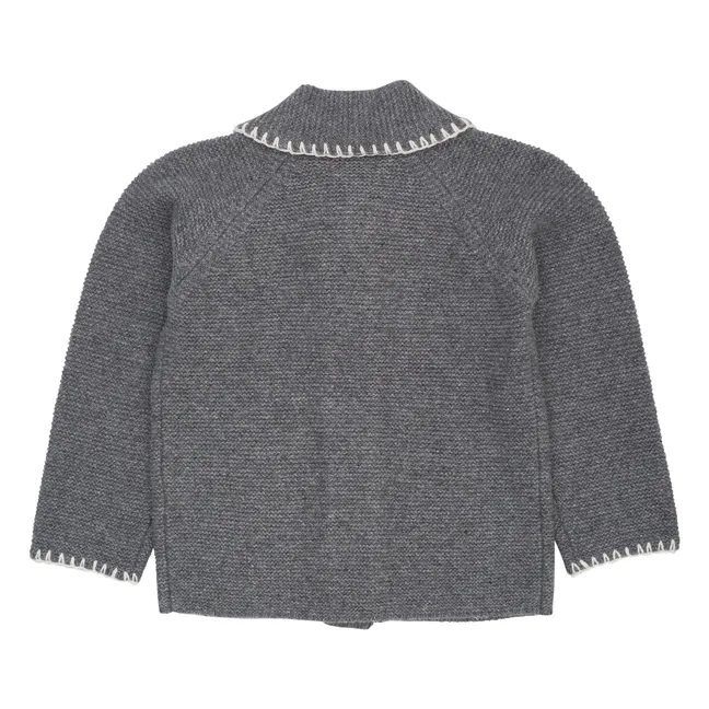 Cardigan Col Echarpe Laine | Gris