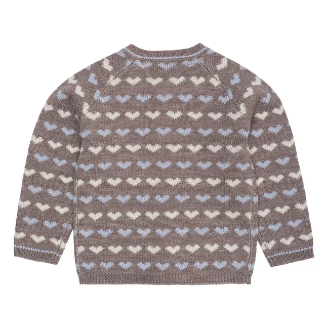 Cardigan Cœurs Laine Mérinos | Beige