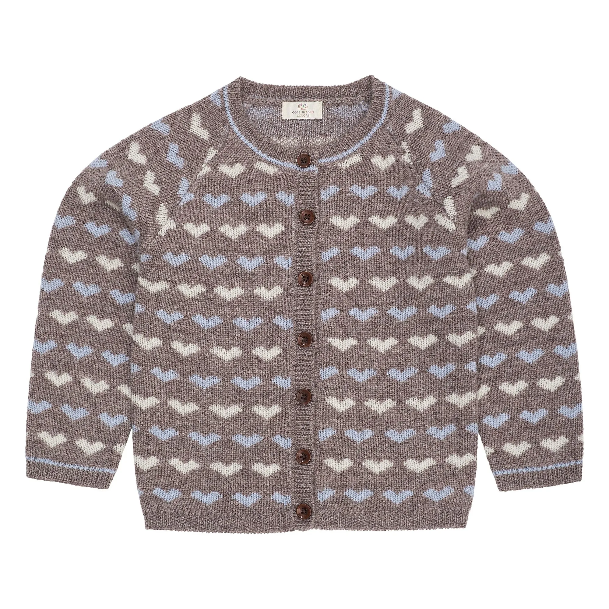 Copenhagen Colors Beige Cardigan Hearts Merino Wool
