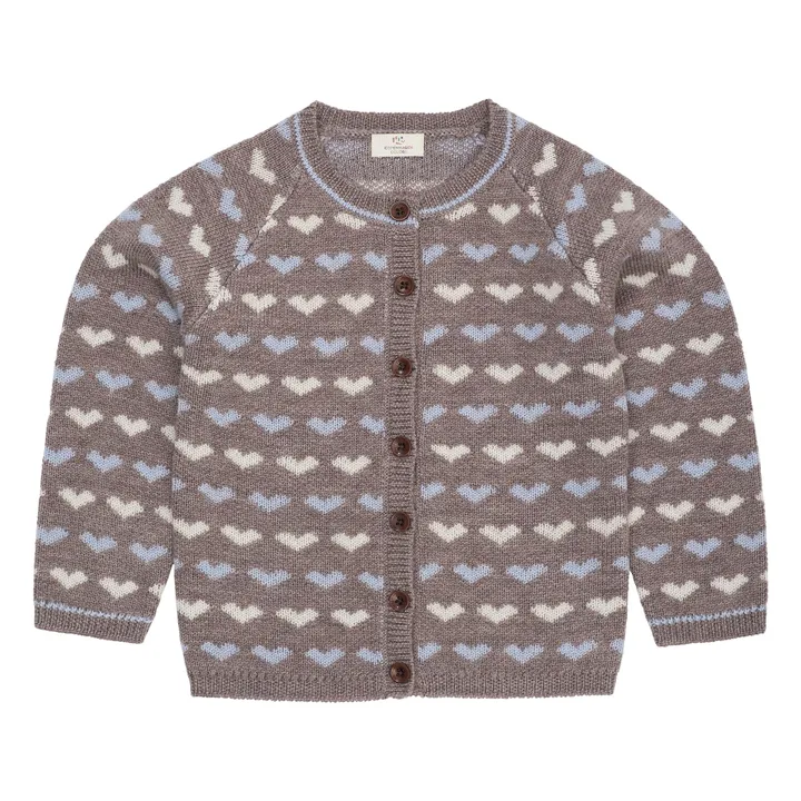 Cardigan Cœurs Laine Mérinos | Beige- Image produit n°0