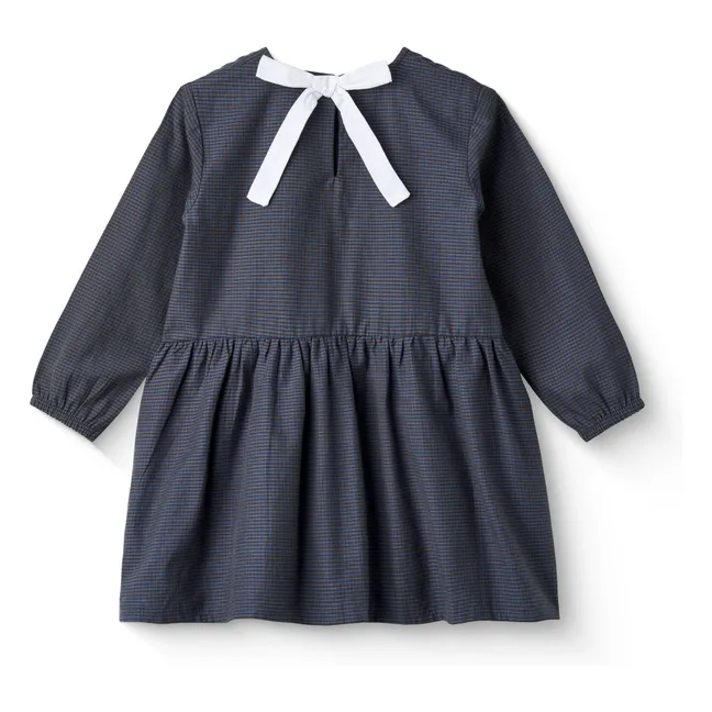 Robe Carreaux Coton Bio | Bleu marine