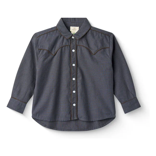 Chemise Cowboy Coton Bio | Bleu marine