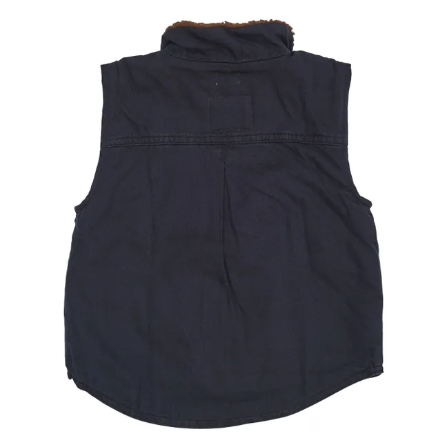 Organic Cotton Sleeveless Jacket | Navy blue
