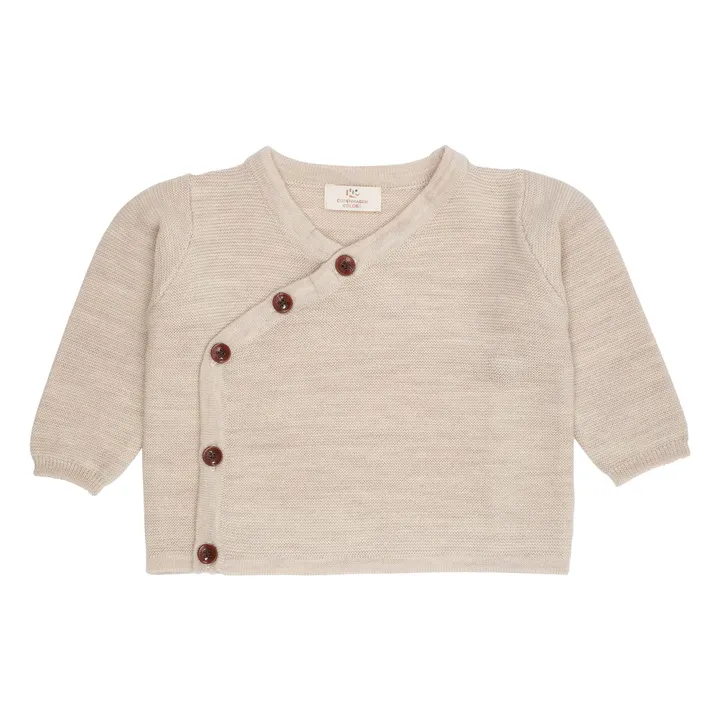 Cardigan Croisé Laine Mérinos | Beige chiné- Image produit n°0