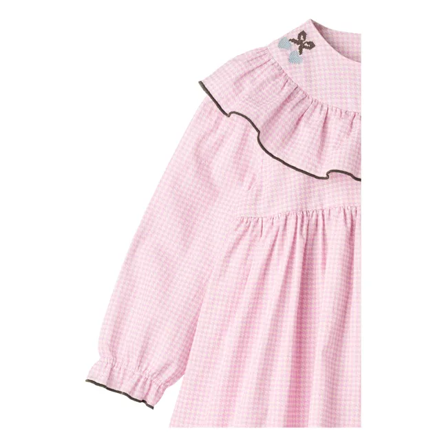 Robe Pied-de-poule Coton Bio | Rose