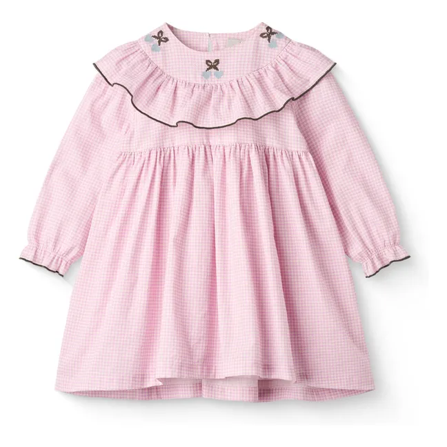 Robe Pied-de-poule Coton Bio | Rose
