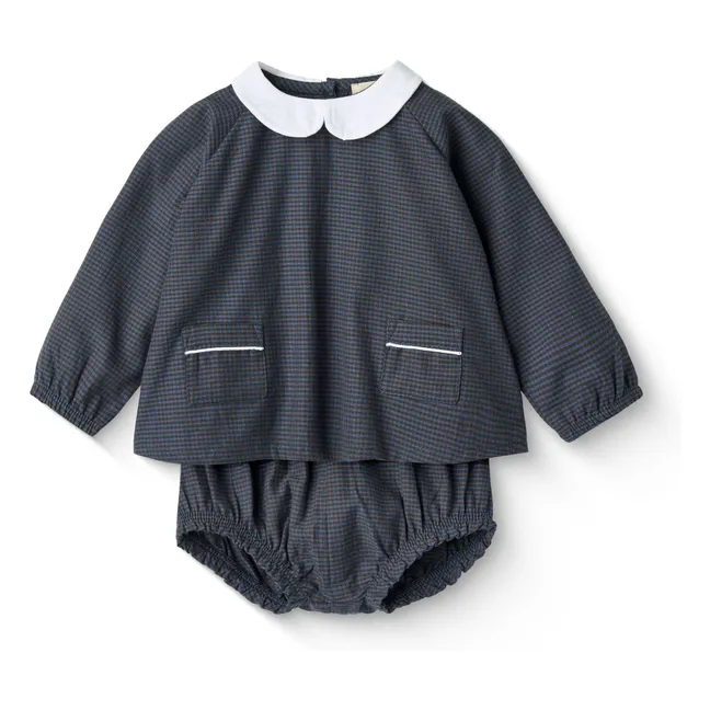 Conjunto de blusa y bombacho de algodón orgánico | Azul Marino