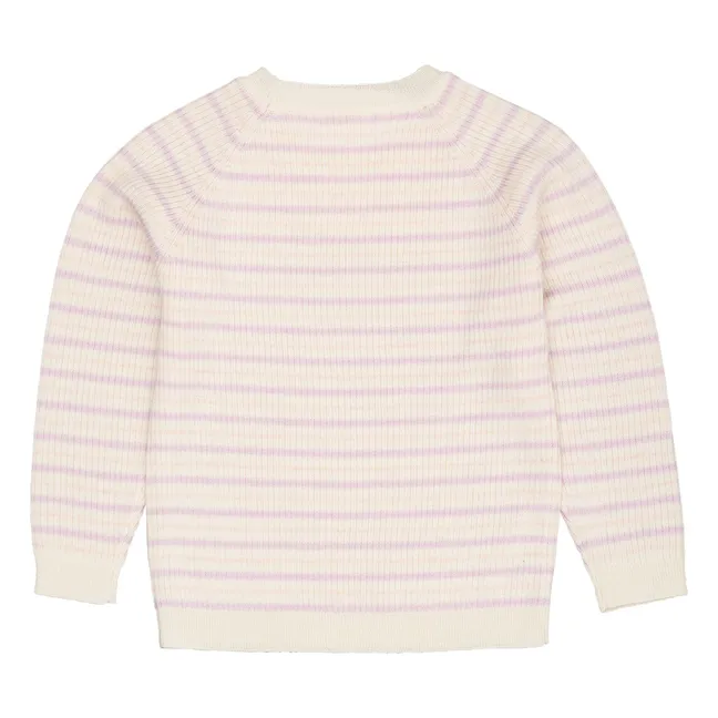 Pull Côtelé Rayures Laine Mérinos | Lilas