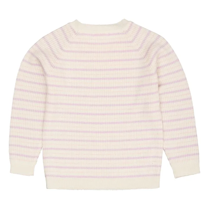 Pull Côtelé Rayures Laine Mérinos | 	Lilas- Image produit n°1