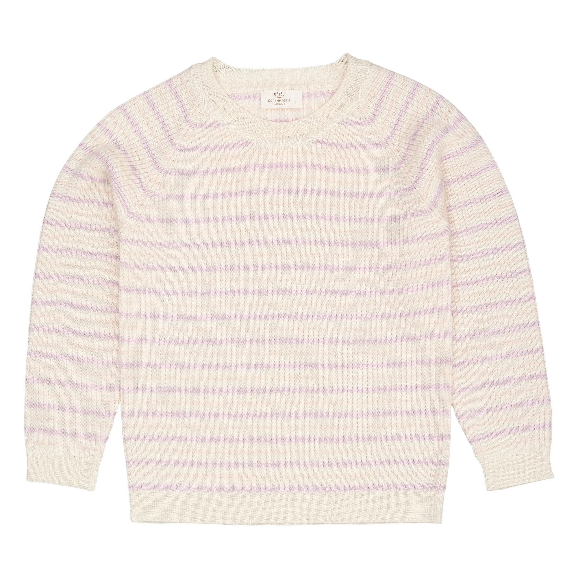 Copenhagen Colors Lilac Ribbed Sweater Merino Wool Stripes