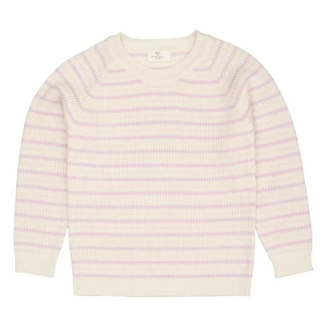 Jersey de canalé Lana Merino Rayas | Lila