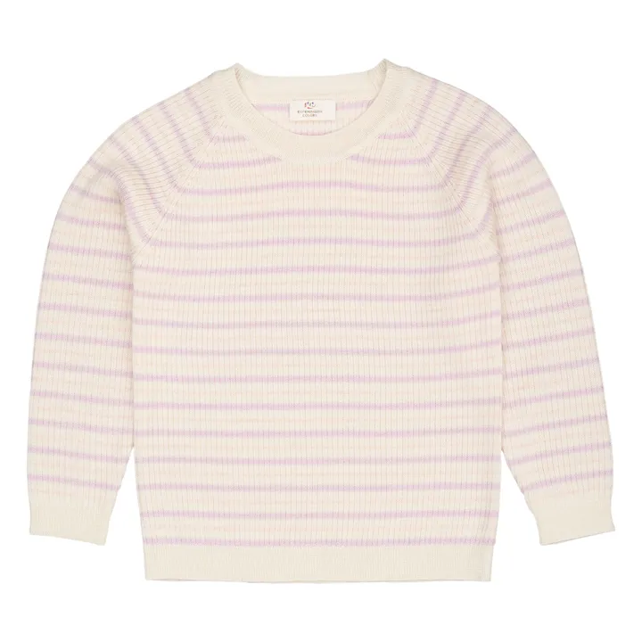 Pull Côtelé Rayures Laine Mérinos | 	Lilas- Image produit n°0