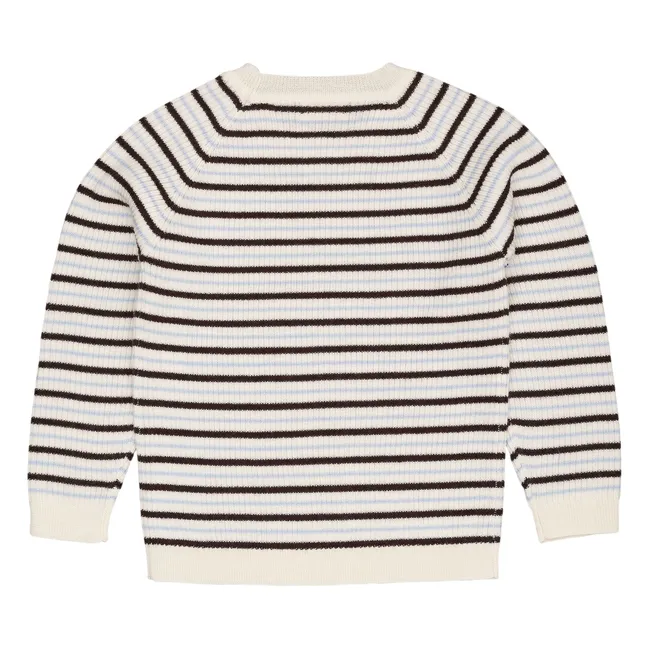 Pull Côtelé Rayures Laine Mérinos | Marron