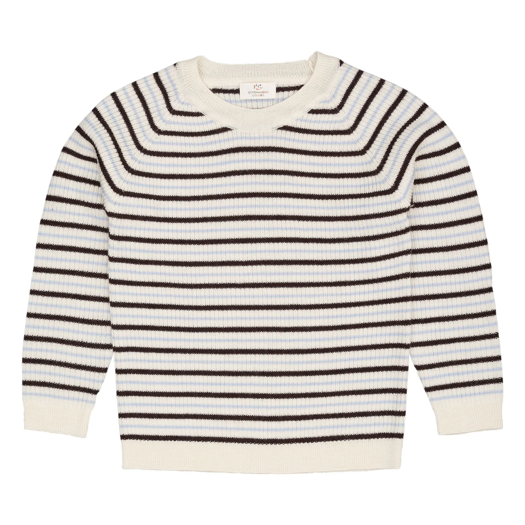 Copenhagen Colors Brown Ribbed Sweater Merino Wool Stripes