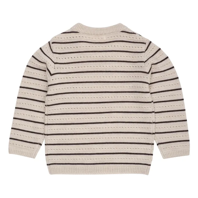 Maglione a righe in lana merino | Beige color naturale