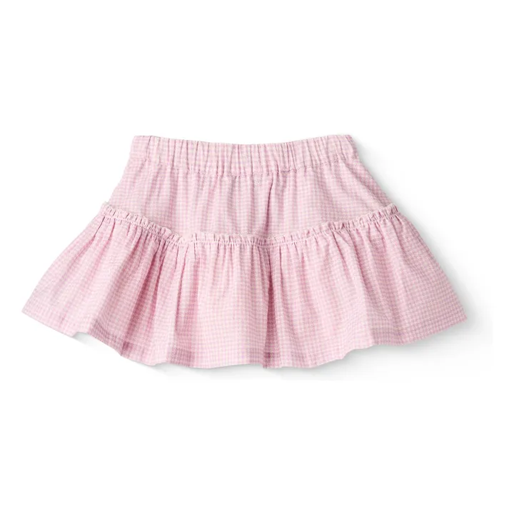 Organic cotton houndstooth skirt | Pink- Product image n°1