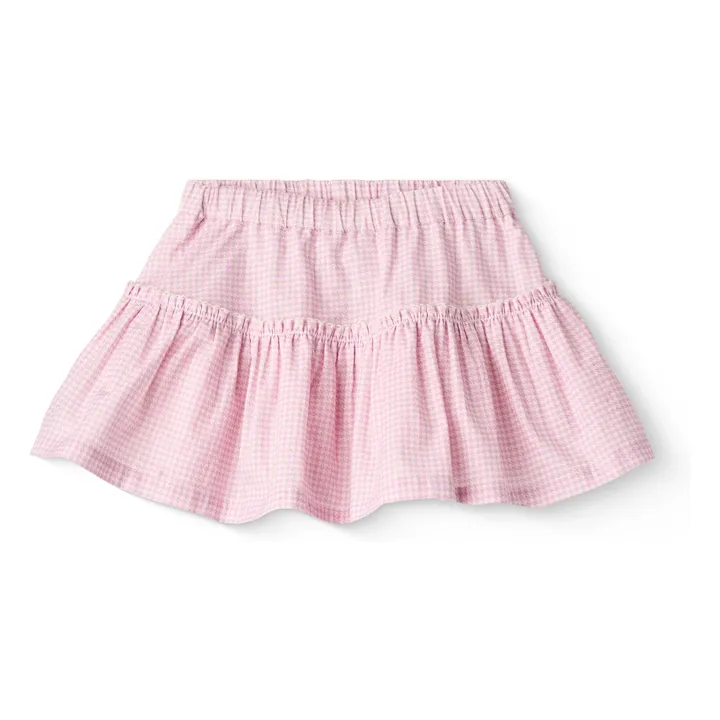Organic cotton houndstooth skirt | Pink- Product image n°0