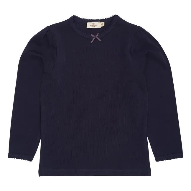 T-shirt Nœud Coton Bio | Bleu marine