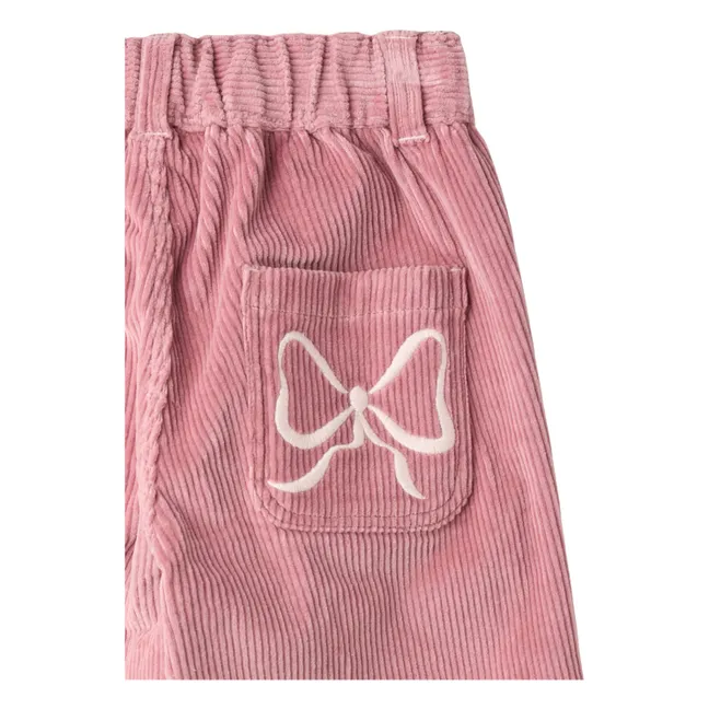 Pantalon Nœud Velours Côtelé | Rose