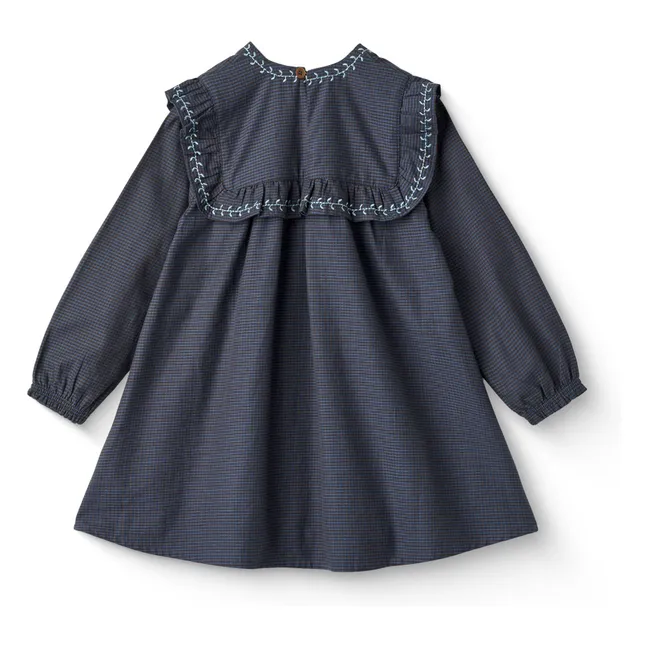 Robe Brodée Coton Bio | Bleu marine