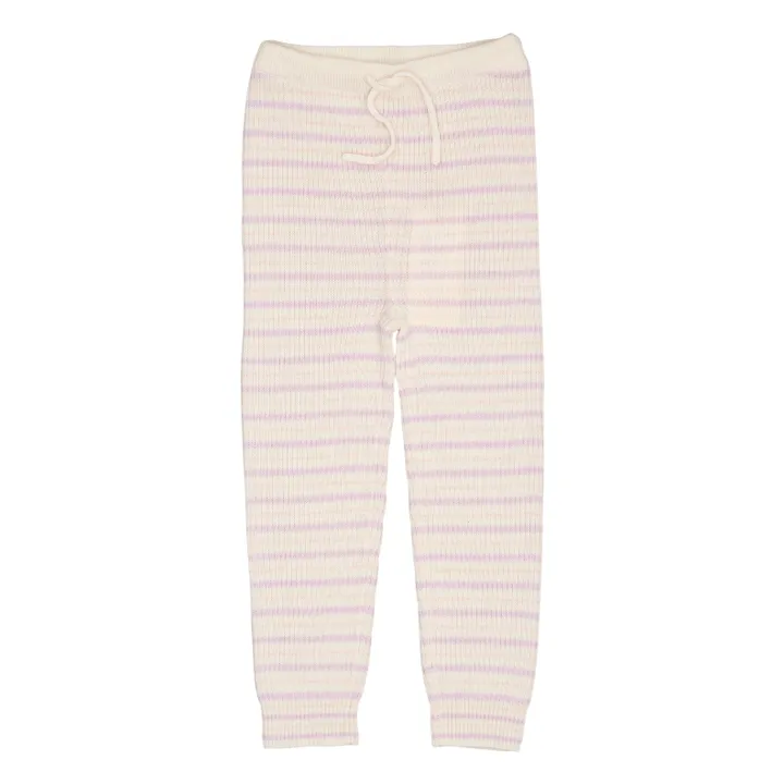 Legging Rayures Laine Mérinos | 	Lilas- Image produit n°0