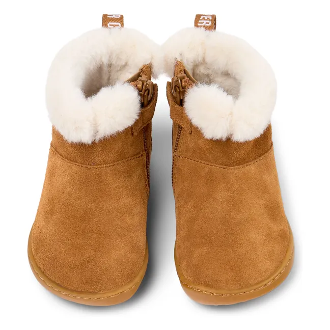 Bottines Fourrées Unies Peu | Marron