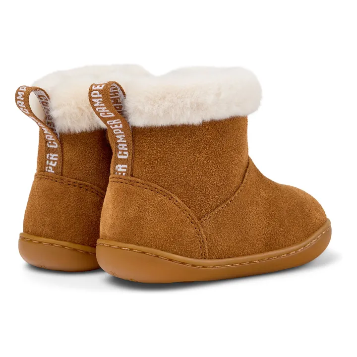 Bottines Fourrées Unies Peu | Marron- Image produit n°2