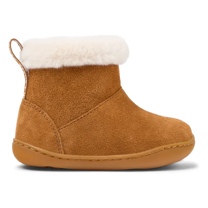 Bottines Fourrées Unies Peu | Marron- Image produit n°0