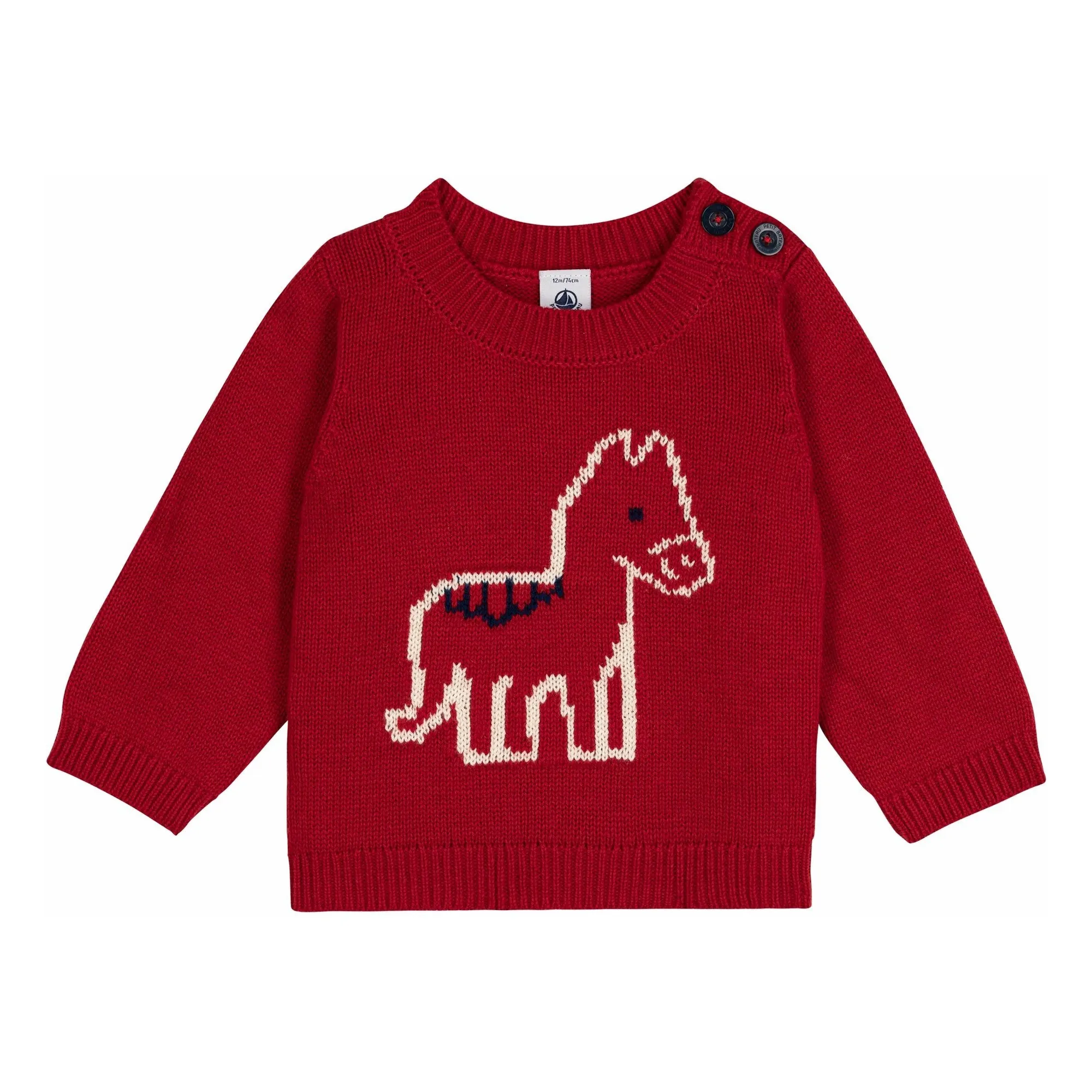 Petit Bateau Red Horse Wool Sweater