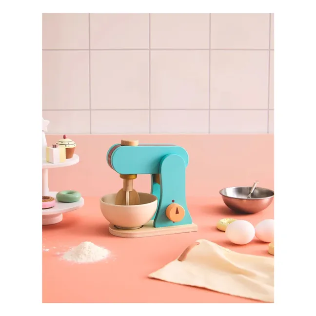 Küchenmaschine mit Mixer aus Holz | Blau