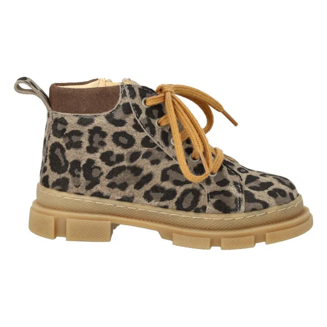 Leopard Reißverschluss Spitze Stiefel | Maulwurfsfarben