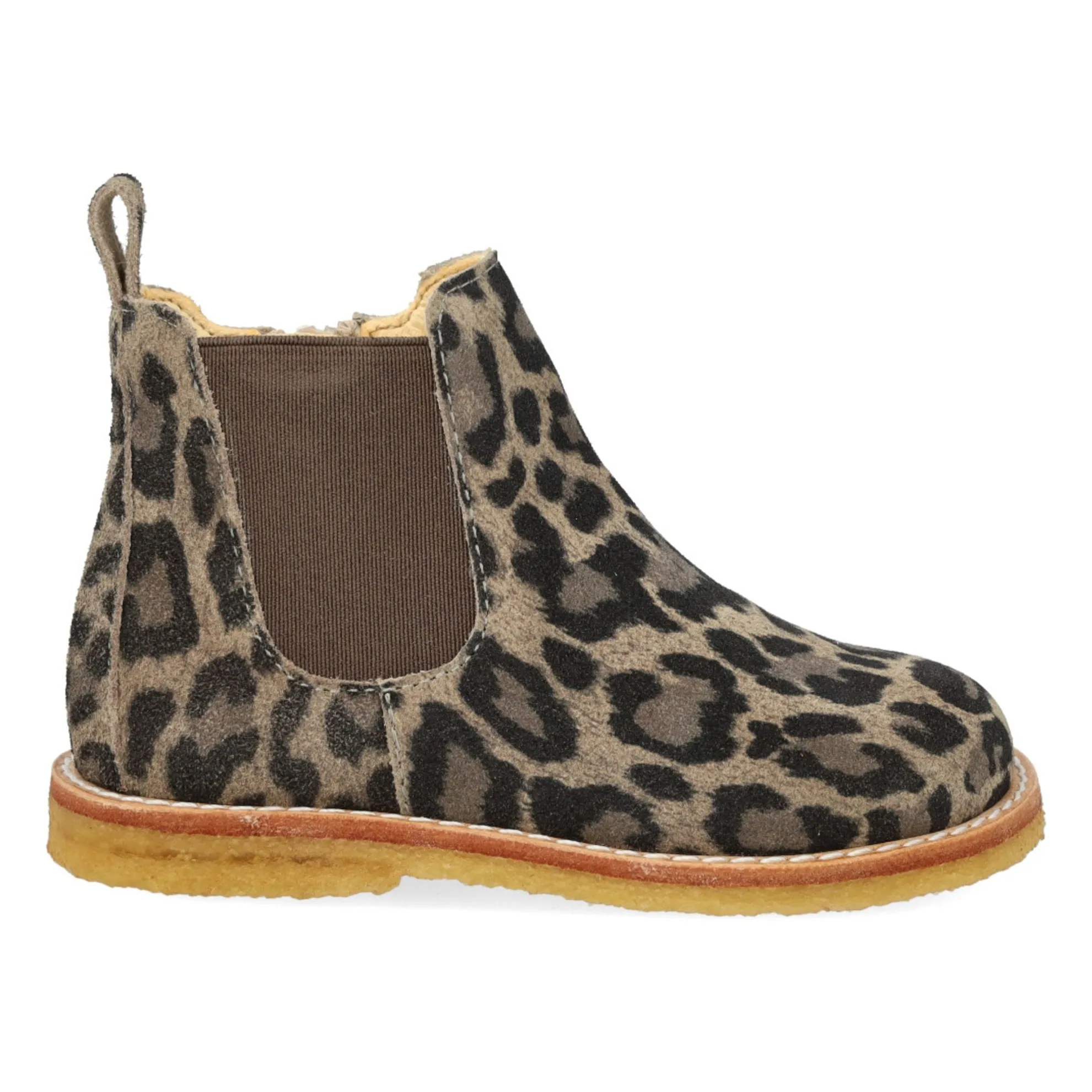 Angulus Taupe Brown Chelsea Boots Zip Leopard